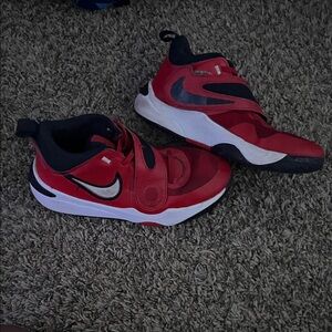 Nike Kids Red and Black Velcro Sneakers